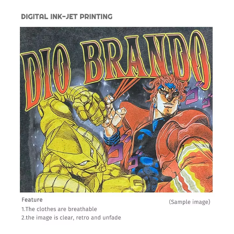 Bandai Anime JoJos t-shirt Vintage lavé JOJO boule d'acier course T-shirts Streetwear Manga Gyro Zeppeli hauts