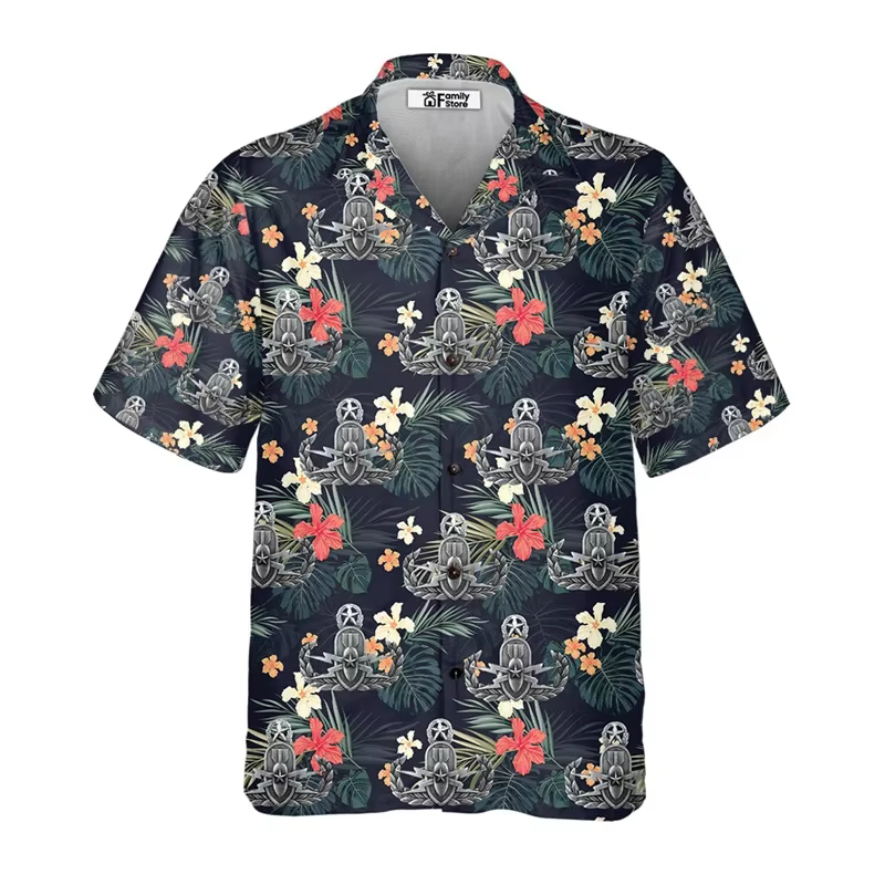 Chemise hawaïenne imprimée en 3D pour hommes