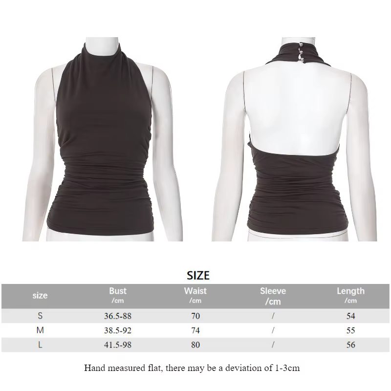 Top Chic et Sexy à Col Halter pour Femme 2026 – Débardeur Élégant Sans Manches Dos Nu