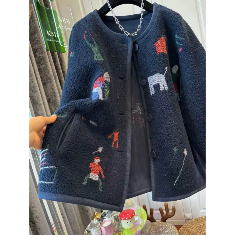 Manteau en laine d'agneau pour femme