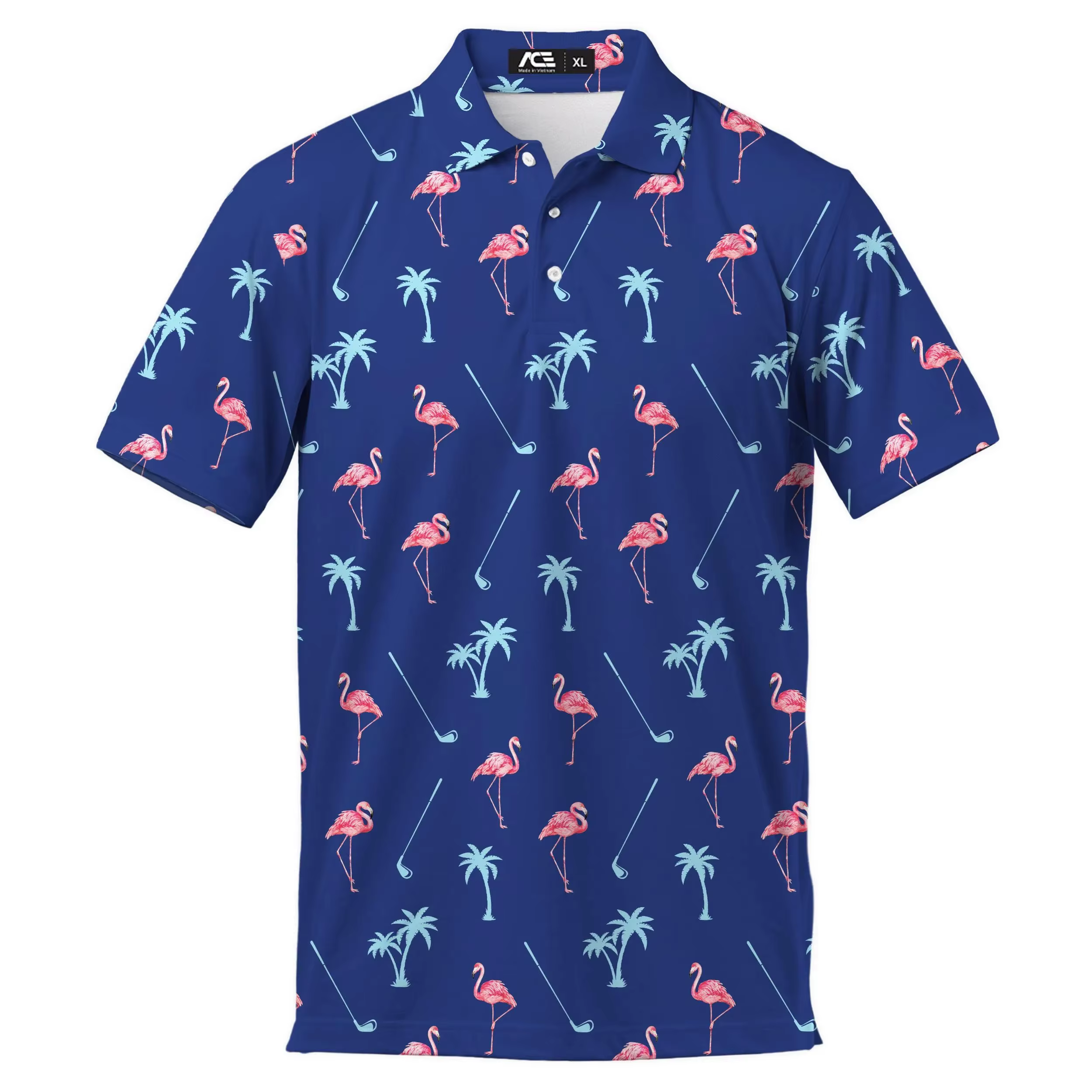 Polos de Golf flamant rose drôle pour hommes