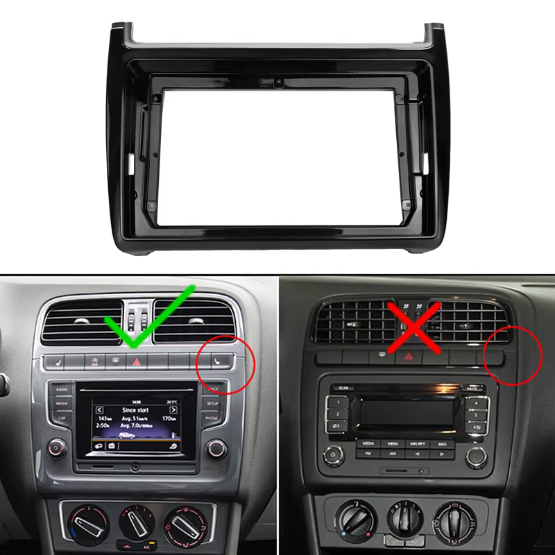 Façade de tableau de bord pour autoradio de 9 pouces, pour Volkswagen Polo Mk5(6R/6C) 2009-2018, panneau de montage stéréo, façade de montage