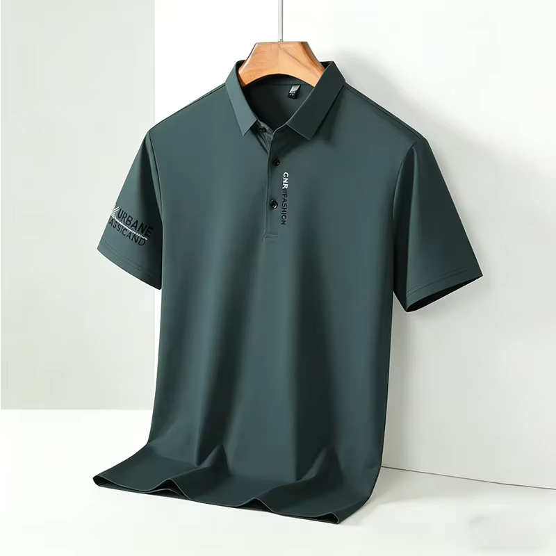 Nouvelle Arrivée 2026 – Polo Homme Vert Forêt Respirant Anti-Plis à Manches Courtes pour le Bureau