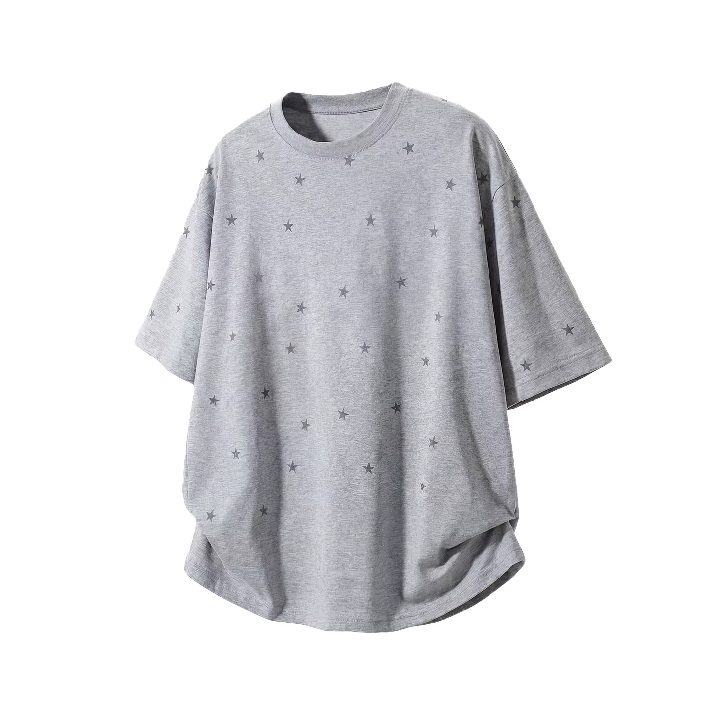 T-shirt Rétro à Manches Courtes Motif Étoiles 2026 – Nouvelle Collection Homme Été en Coton Pur Coupe Ample Décontractée