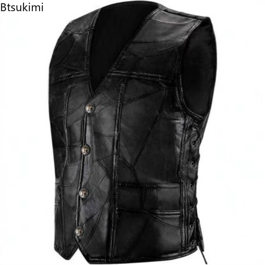 Gilets de motard en cuir de mouton pour hommes