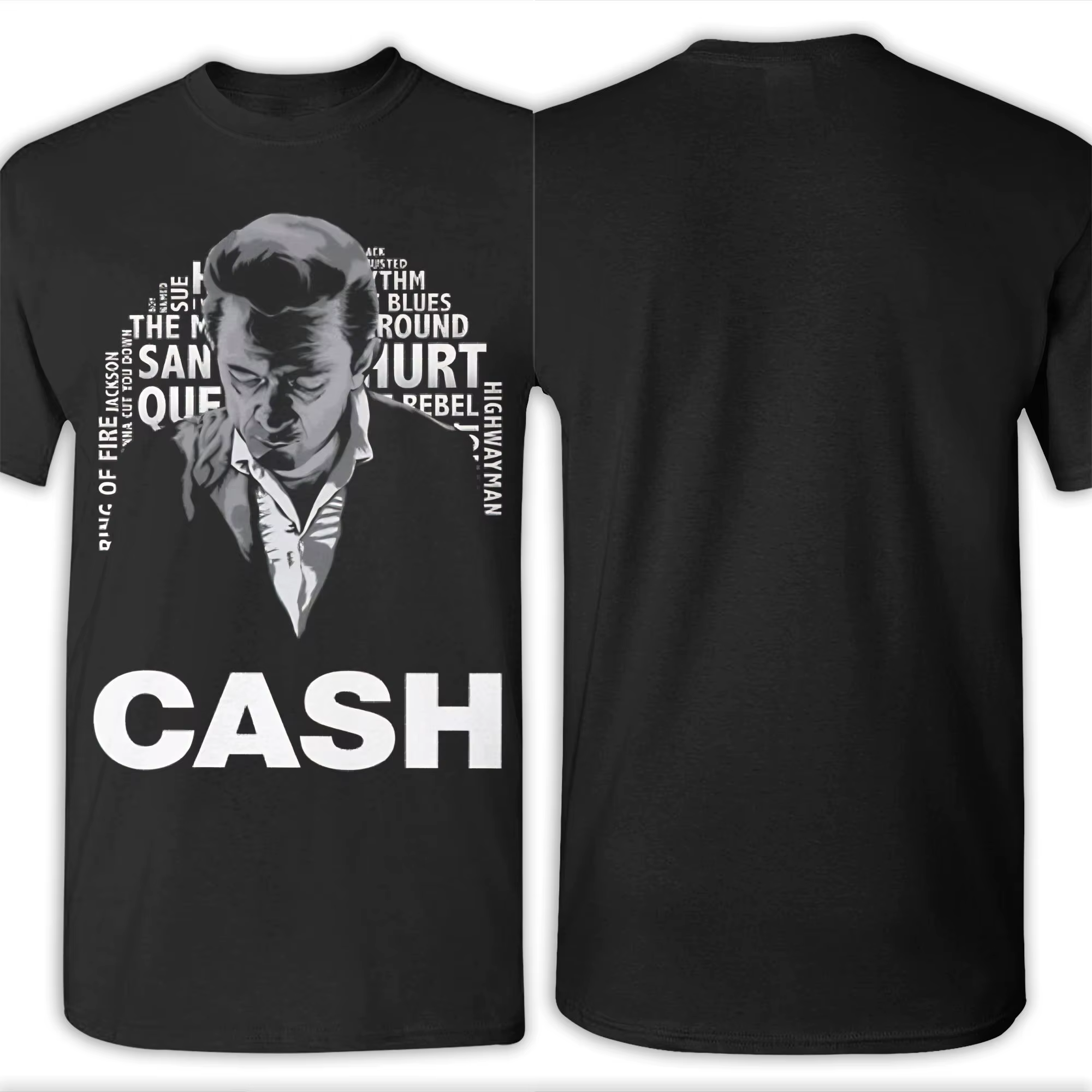 Johnny Cash Singer T-shirt pour hommes et femmes, T-shirt amusant à manches courtes, col rond, en pur coton, pour adultes