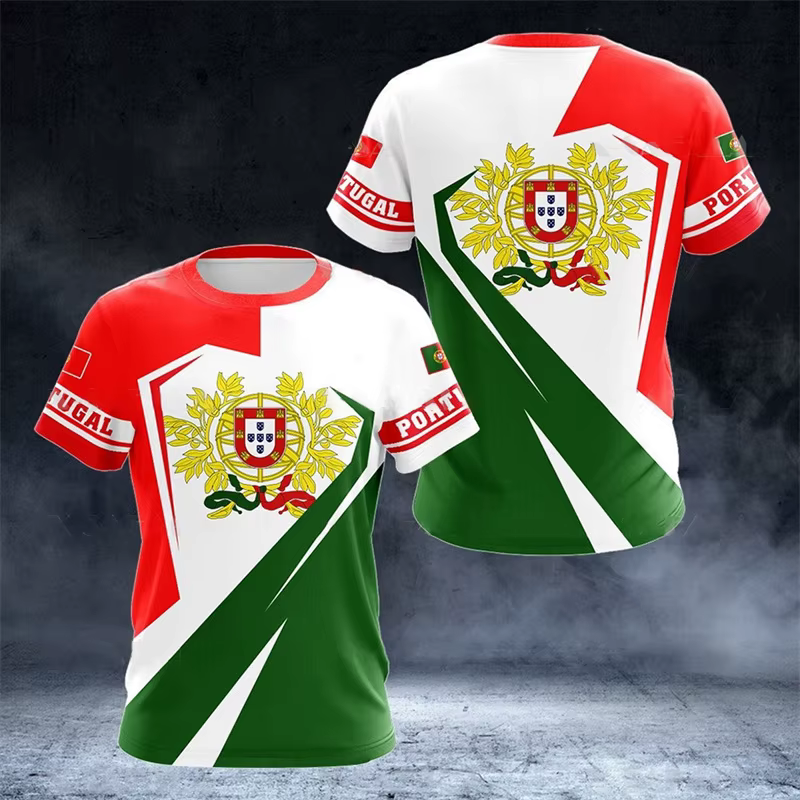 Drapeau du Portugal 3D imprimé T-Shirts hommes femmes décontracté mode Streetwear surdimensionné à manches courtes