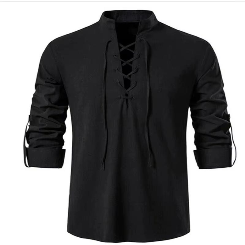 T-shirt à manches longues et col en V pour hommes