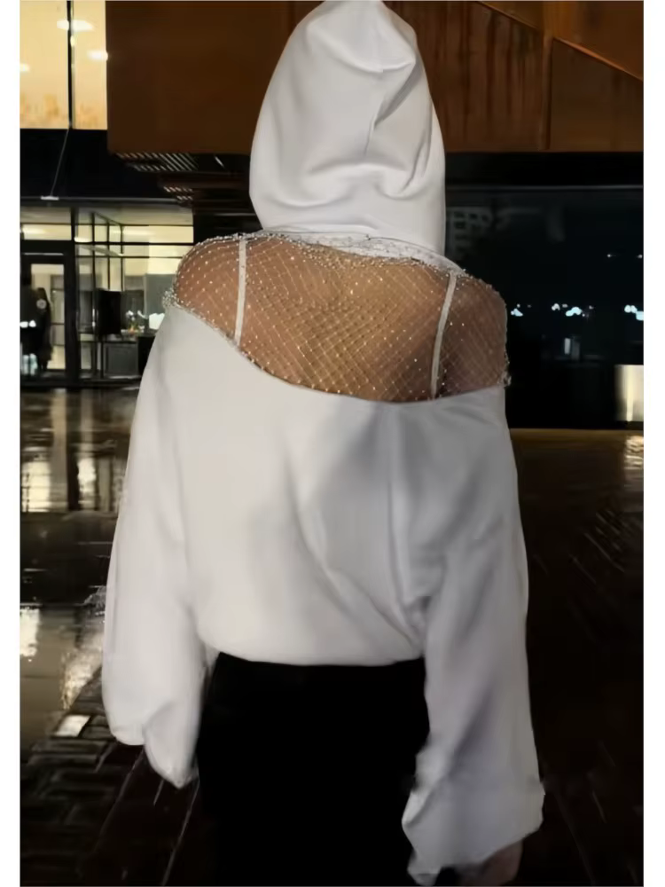 Sweat à capuche ajouré dos nu pour femmes