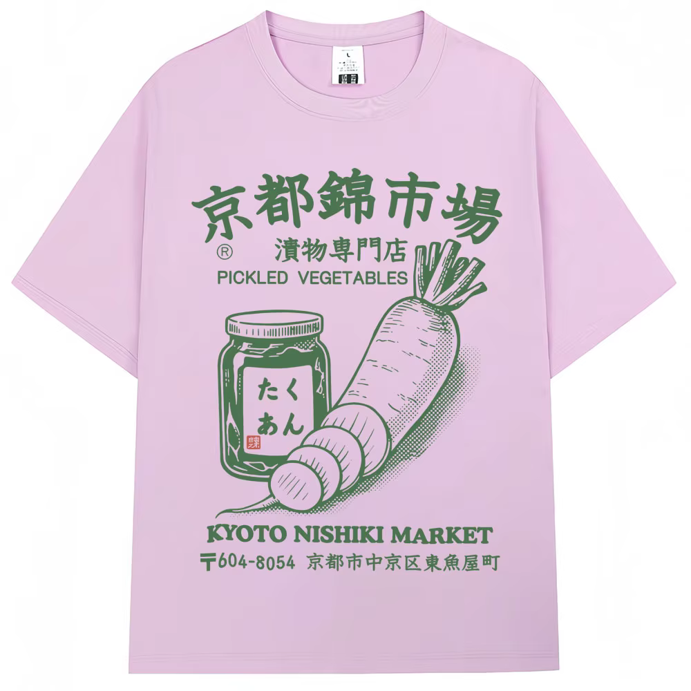 Style japonais Kyoto Nishiki marché imprimé T-shirt mode Vintage hommes femmes T-shirts surdimensionné coton décontracté
