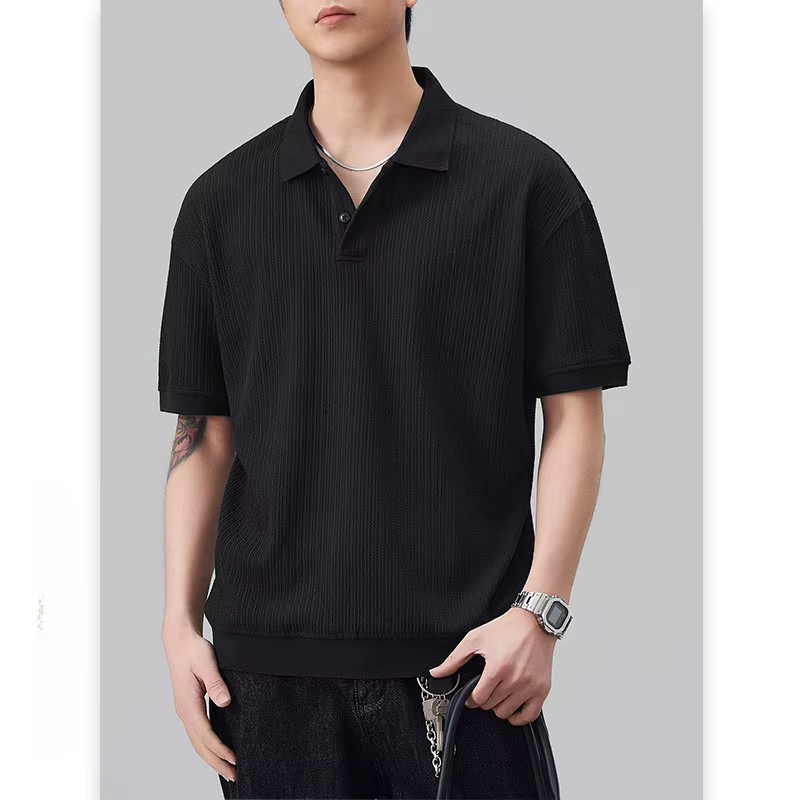 Polo à revers vertical en jacquard pour homme