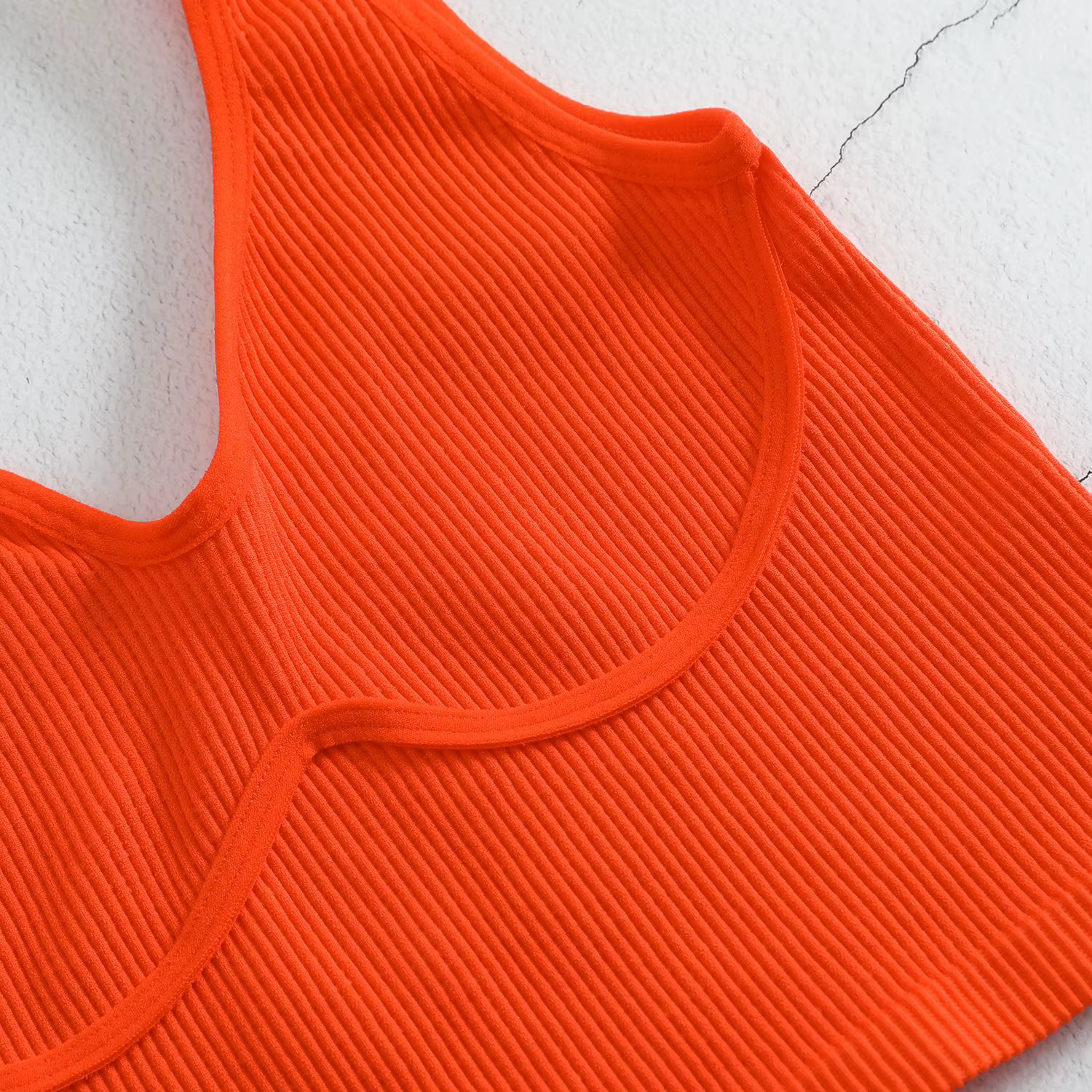 Débardeur court sans couture en tricot côtelé pour femme