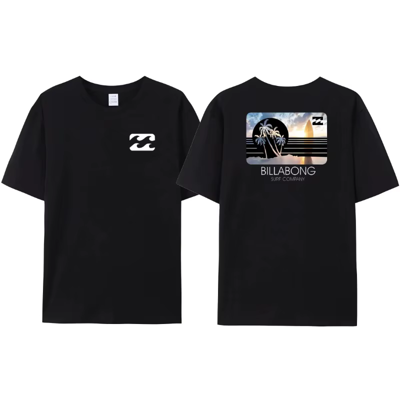 Wave nouveaux hommes femme été Billa-bong T-shirt Double face impression qualité haut décontracté t-shirts tendance