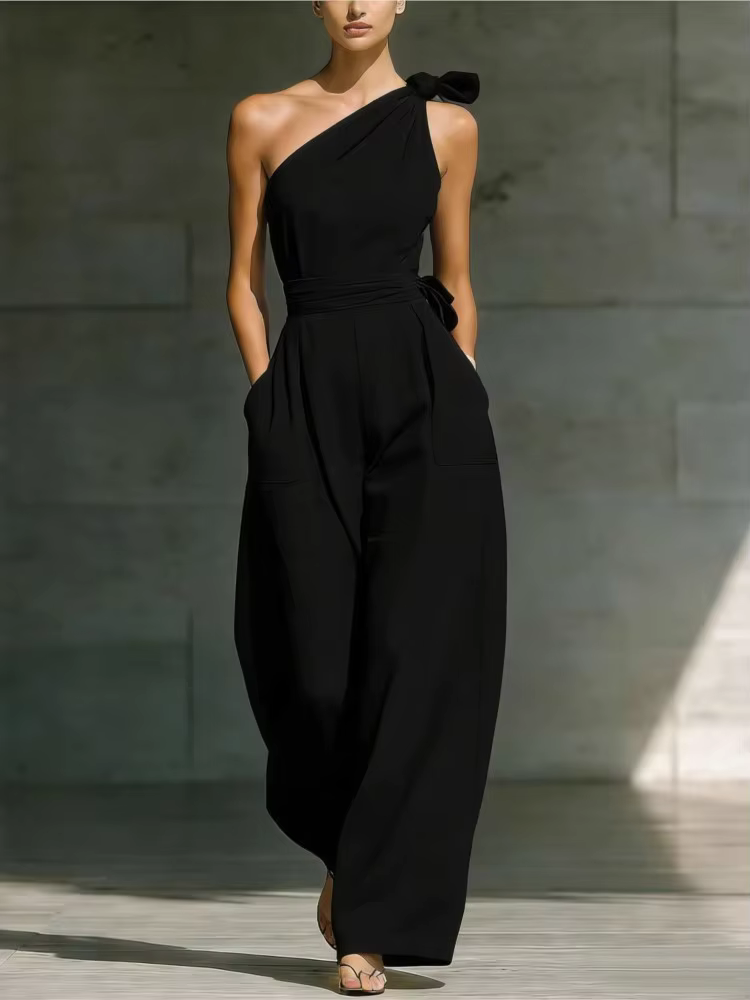 Combinaisons sans manches élégantes pour femme – Collection été 2026 – Tenue décontractée asymétrique à une épaule – Qualité supérieure
