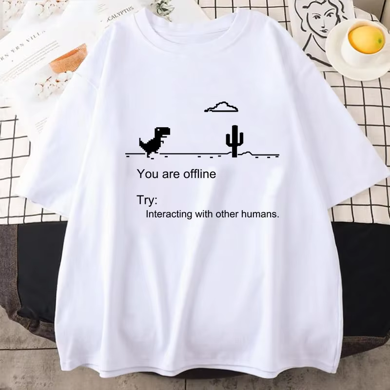 2025 T-shirts pour hommes imprimé dinosaure Cactus hauts drôles été coton T-shirt