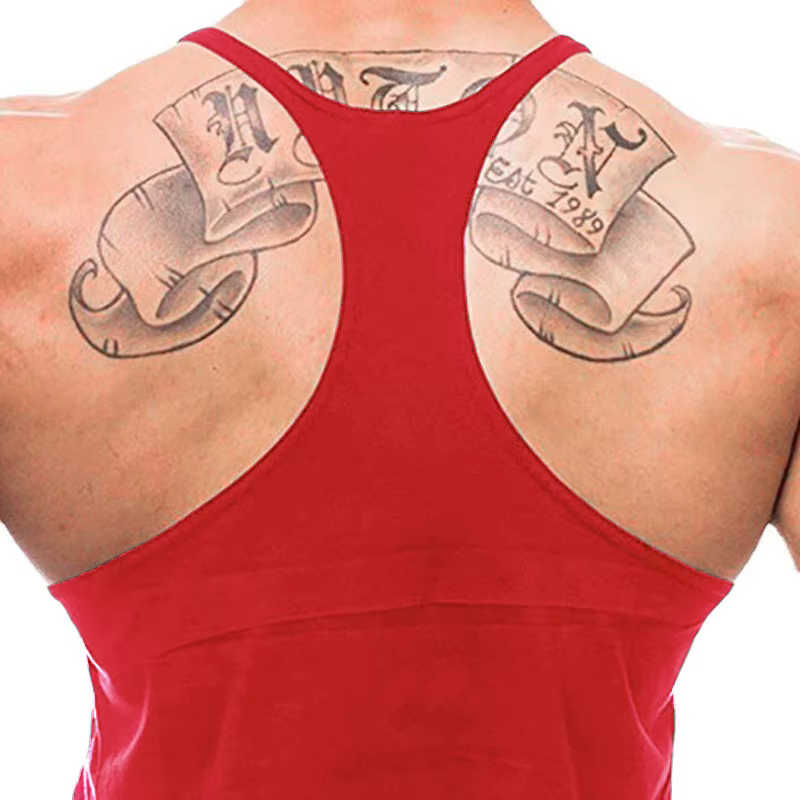 NO PAIN NO GAIN Imprimé Gym Fitness T-Shirt Hommes Musculation Sport Sans Manches Gilets Coton Respirant Y-back Bretelles Débardeurs