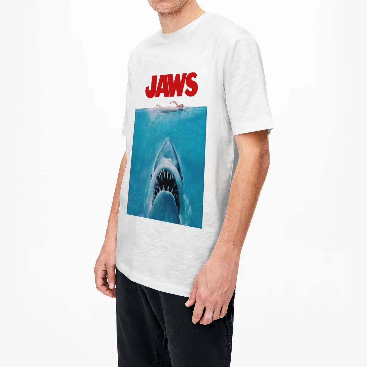 Hommes femmes mâchoires Original film chemise Merch rétro pur coton vêtements loisirs à manches courtes col rond t-shirts été T-Shirt