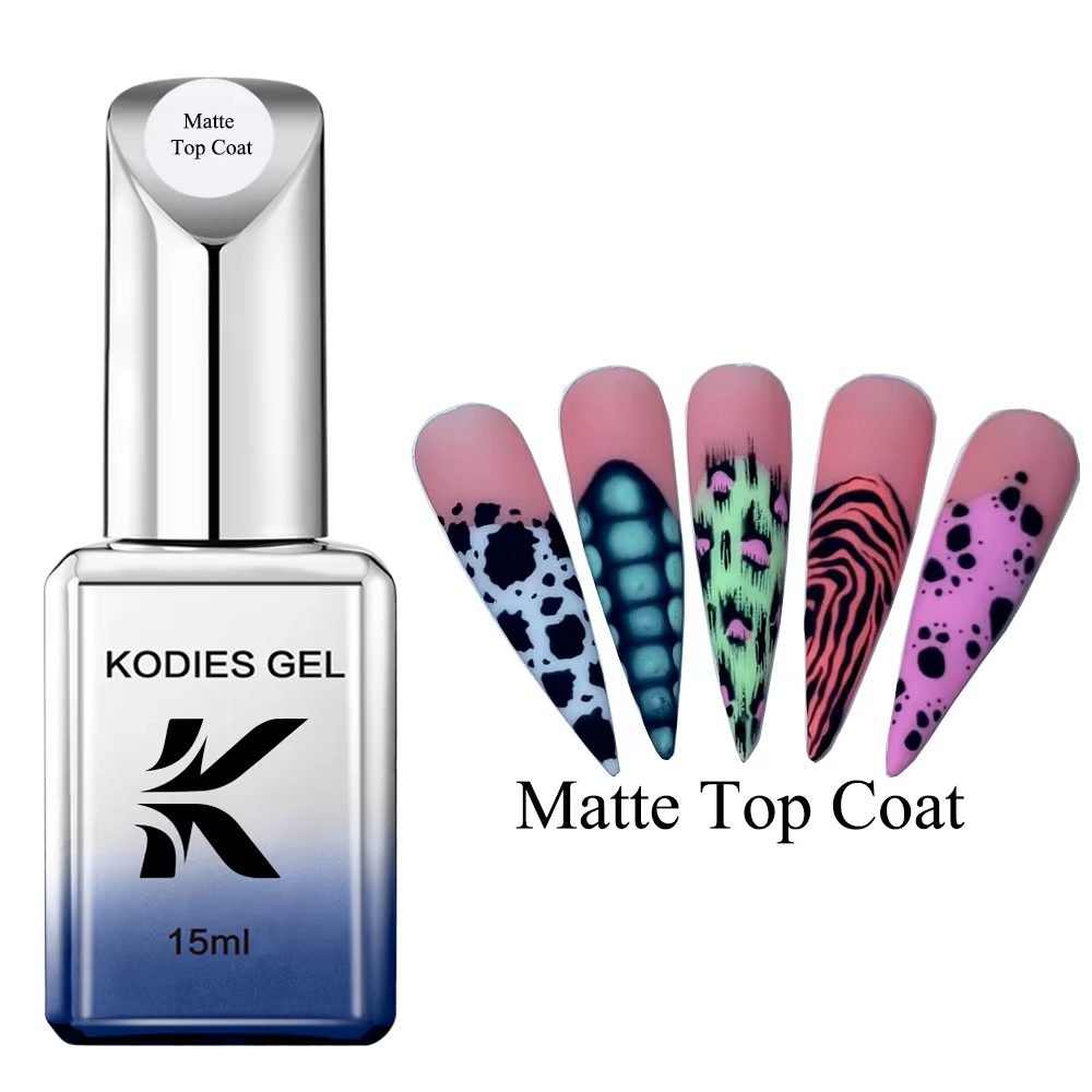 KODIES GEL mat couche de finition UV Gel vernis à ongles 15ML fort velours mat Gel finition scellant Semi Permanent LED tout pour manucure Art