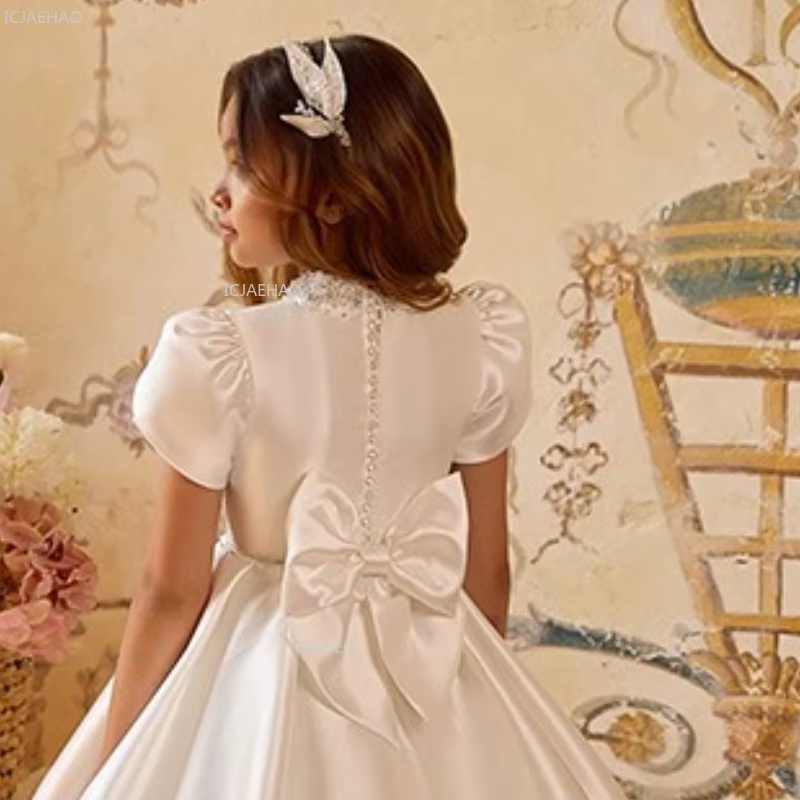Robe de mariée blanche en Satin pour filles