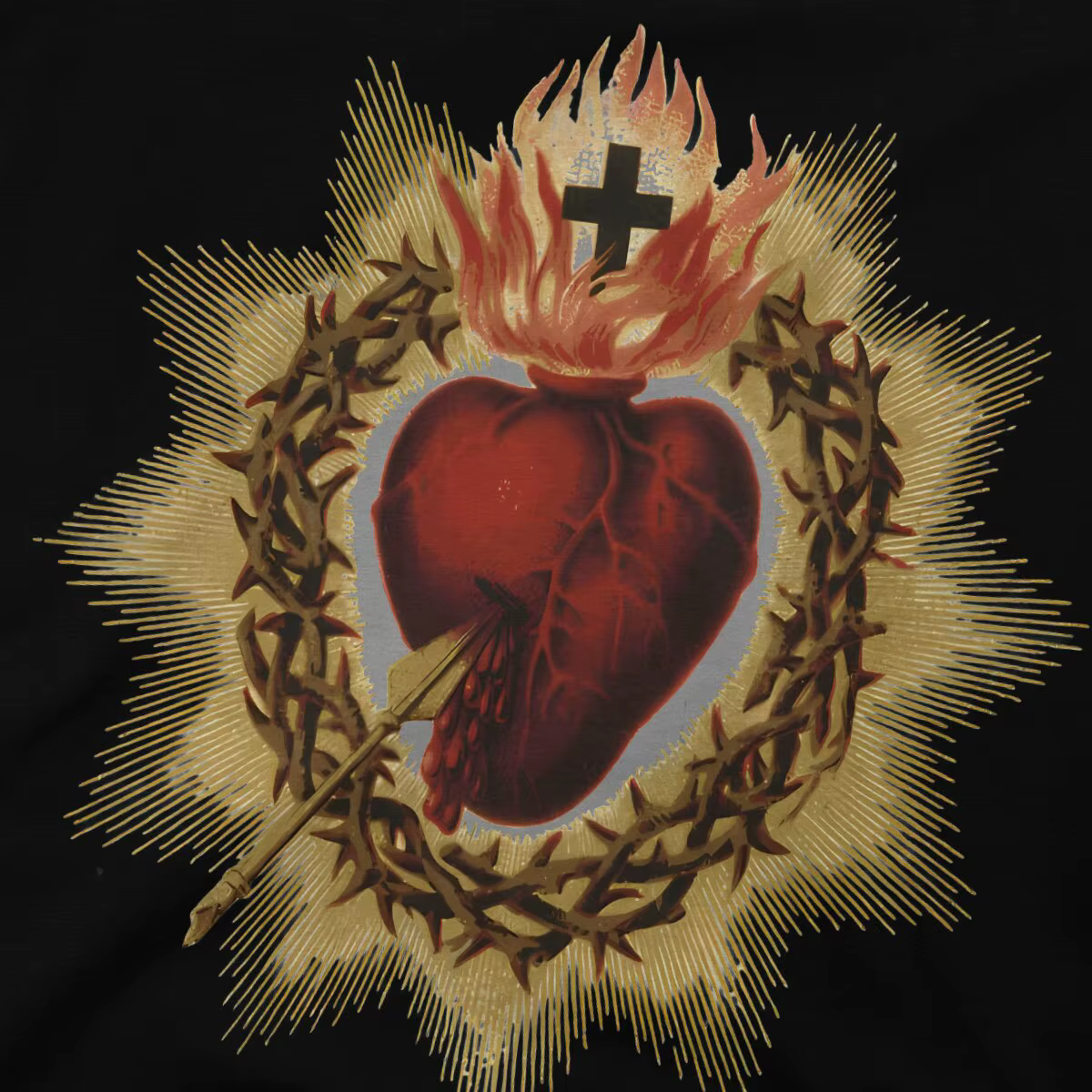 T-Shirt Manches Courtes Col Ras du Cœur Catholique pour Homme