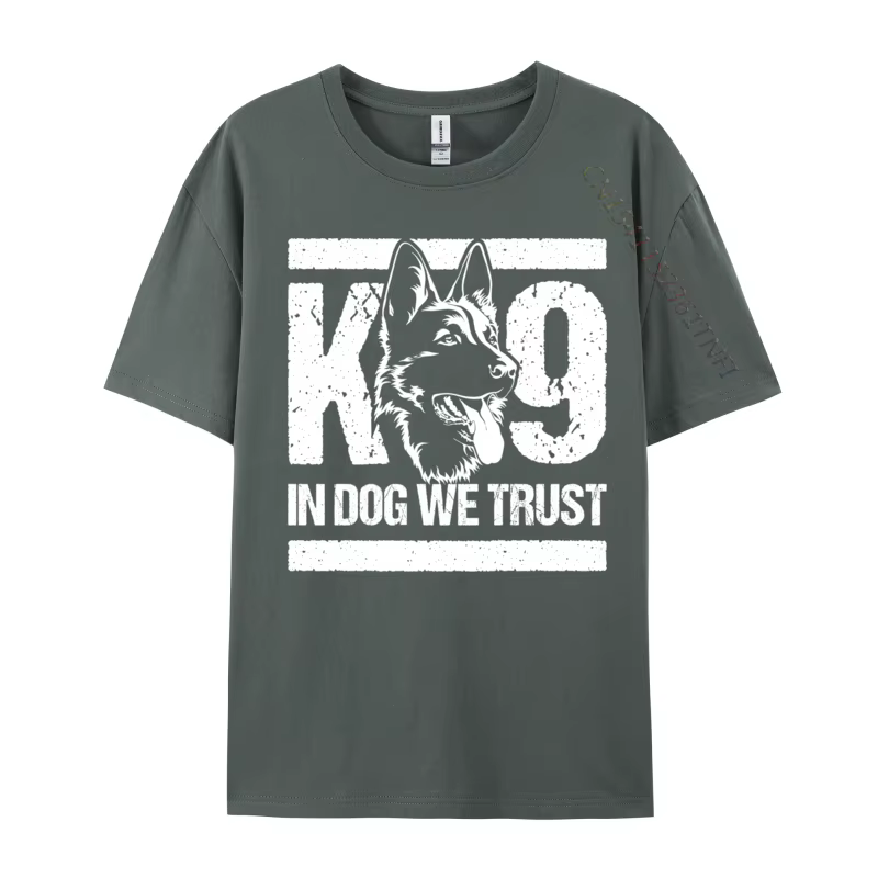 T-Shirt à Manches Courtes en Coton avec Imprimé de Ligne Bleue K9