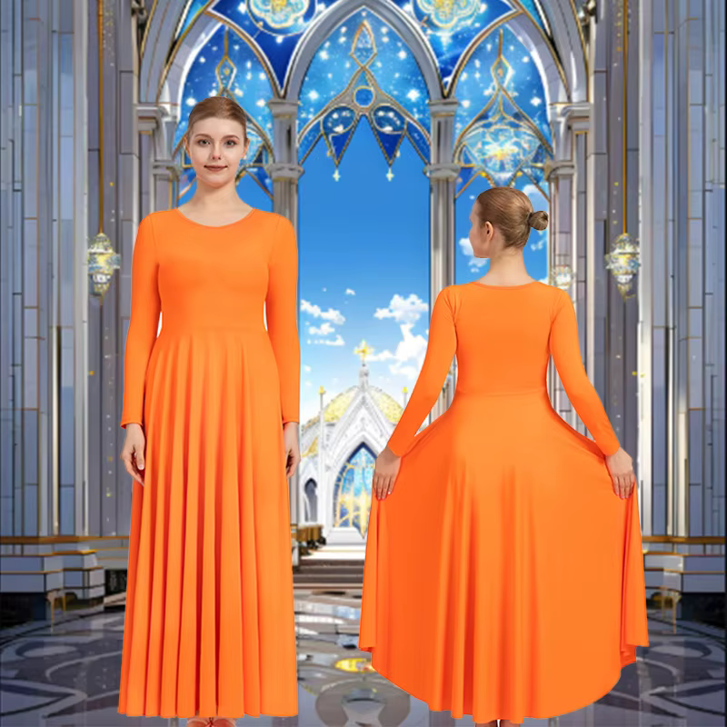 Robe de danse de louange de noël à manches longues pour femmes