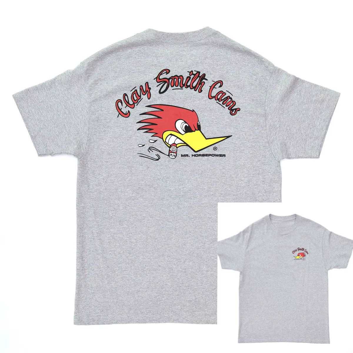 T-shirt en coton avec motif de voiture de course classique Gray Woodpecker