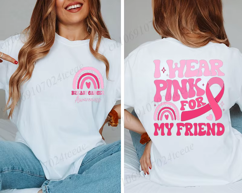 Je porte un rose pour le Cancer du sein imprimé femmes T-Shirt