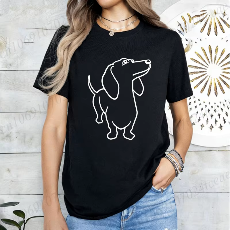 T-shirt décontracté pour femme à imprimé graphique Teckel