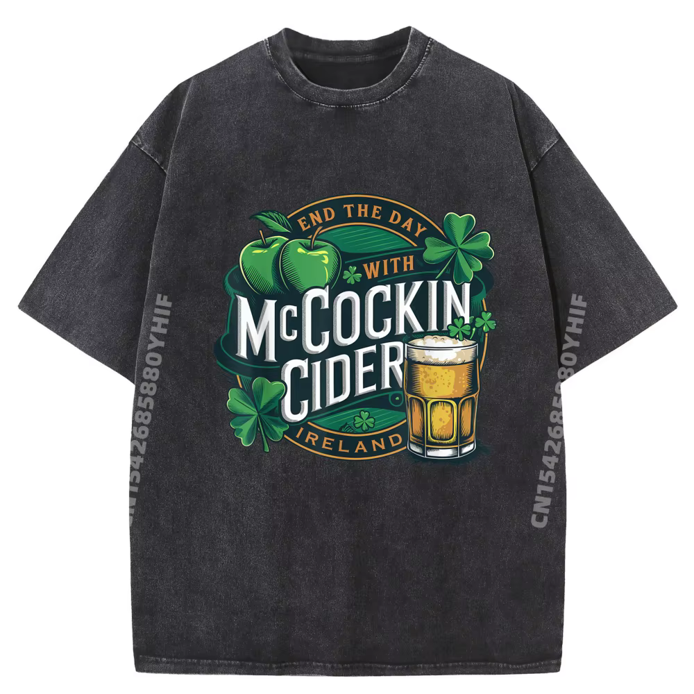 T-shirt imprimé Mccockin Cider Funny St Patricks Day Ireland Drinking pour homme