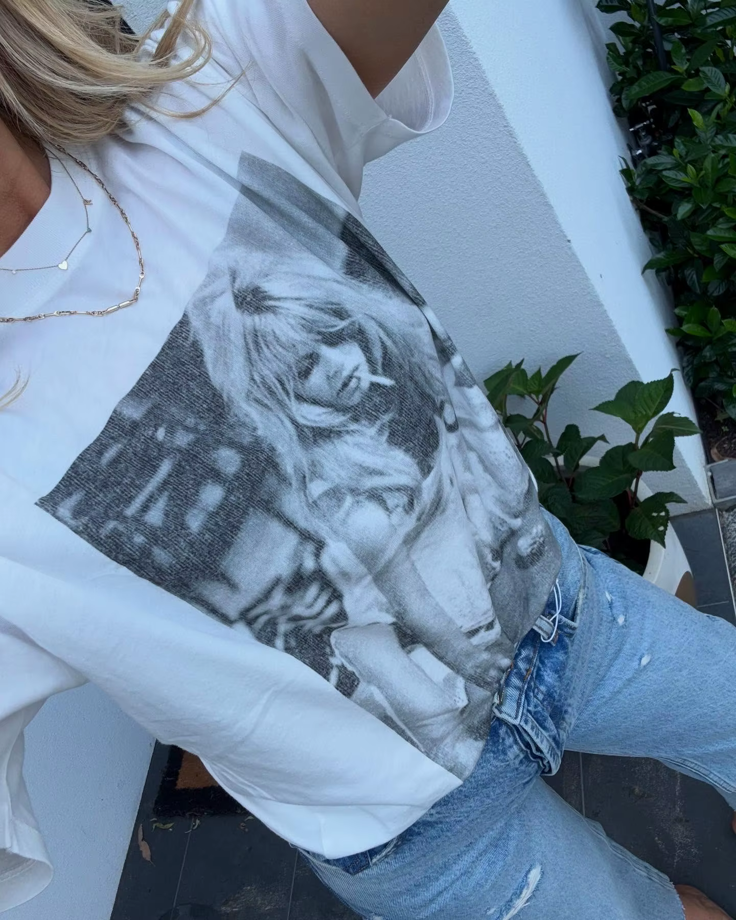 T-shirt blanc imprimé graphique femmes col rond manches courtes 2025 coton été