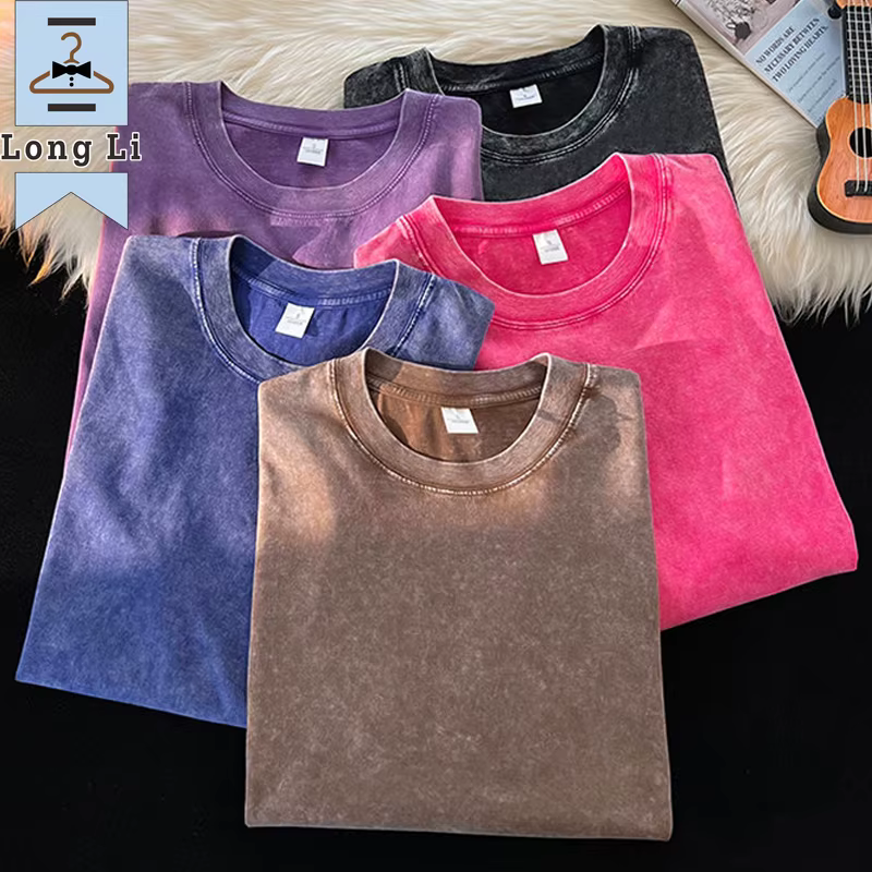 Hip Hop T-shirt hommes mode coton Harajuku multicolore surdimensionné lavé