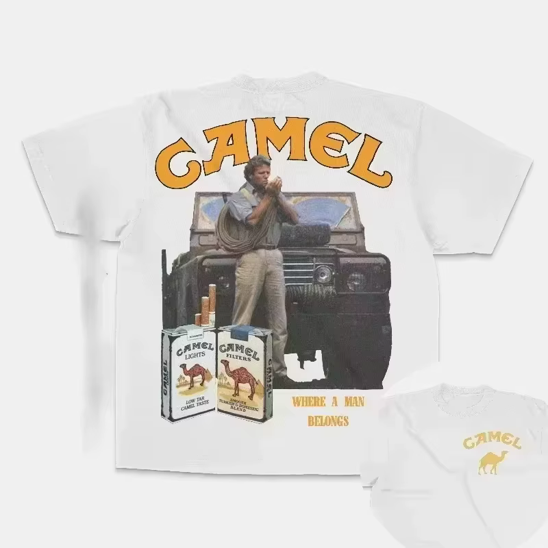 Nouveau T-shirt unisexe en coton avec motifs Camel Cigarettes