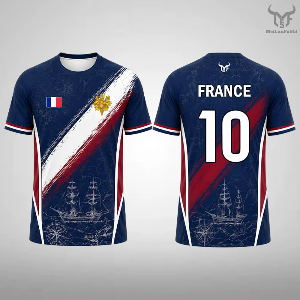 Nouveau T-shirt imprimé drapeau français pour hommes