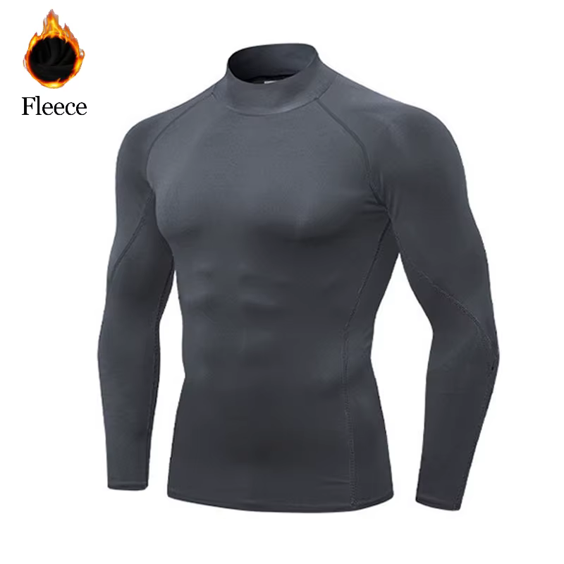 T-shirt d'hiver pour hommes polaire rapide chemise de course chaude à manches longues haut de Compression