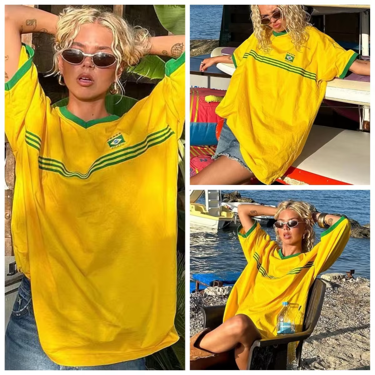 T-shirt court d'été imprimé graphique Brésilien