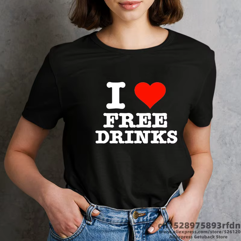 T-shirt imprimé drôle I Love Paris pour femmes