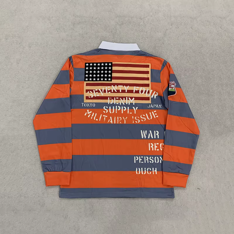 Polo de rugby rétro rayé pour homme