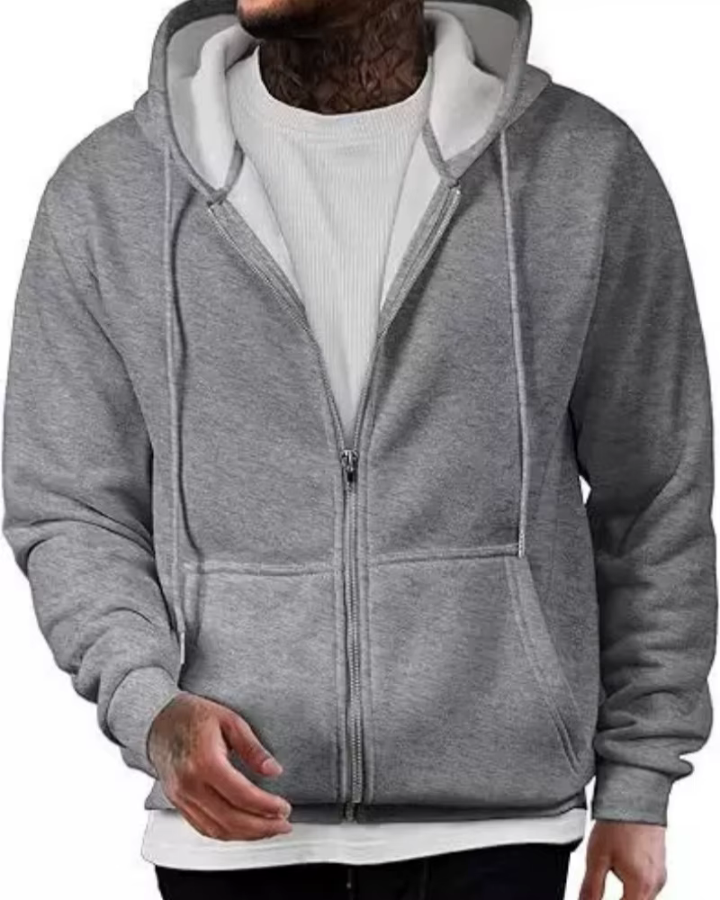 Sweat à capuche à manches longues avec fermeture éclair pour homme