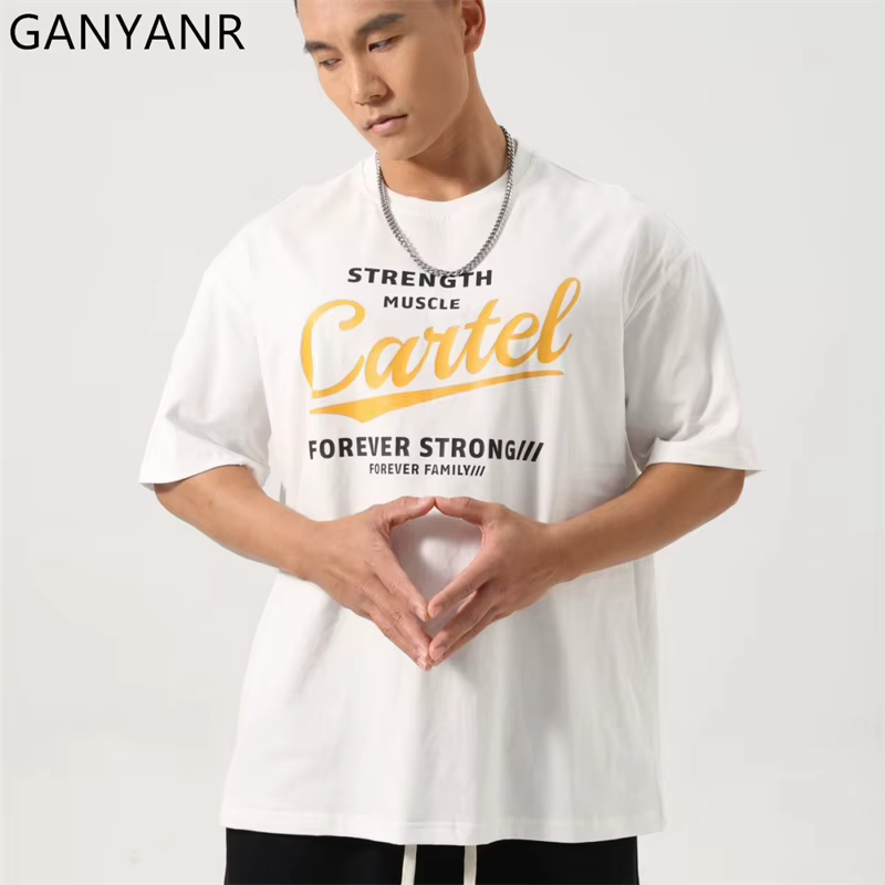 GANYANR T-shirt de course pour hommes vêtements de golf d'été Fitness actif à manches courtes musculation gymnase