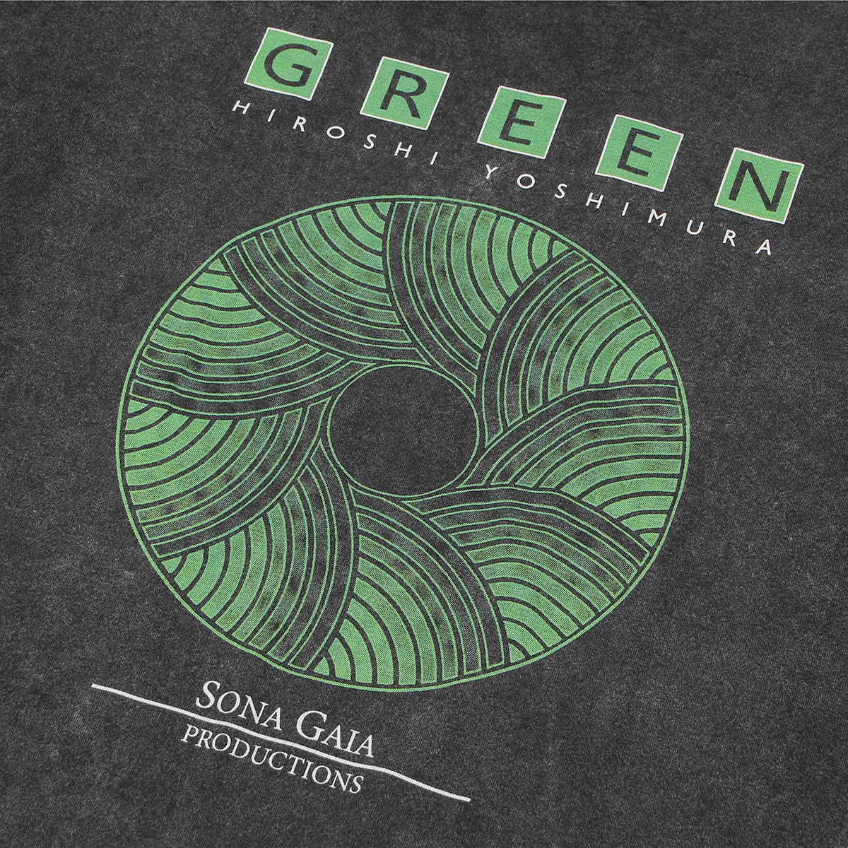Hiroshi Yoshimura T-Shirt vert Inoyama Land Brian Eno lavé ample épaule tombante rétro hommes manches courtes surdimensionné chemise en coton