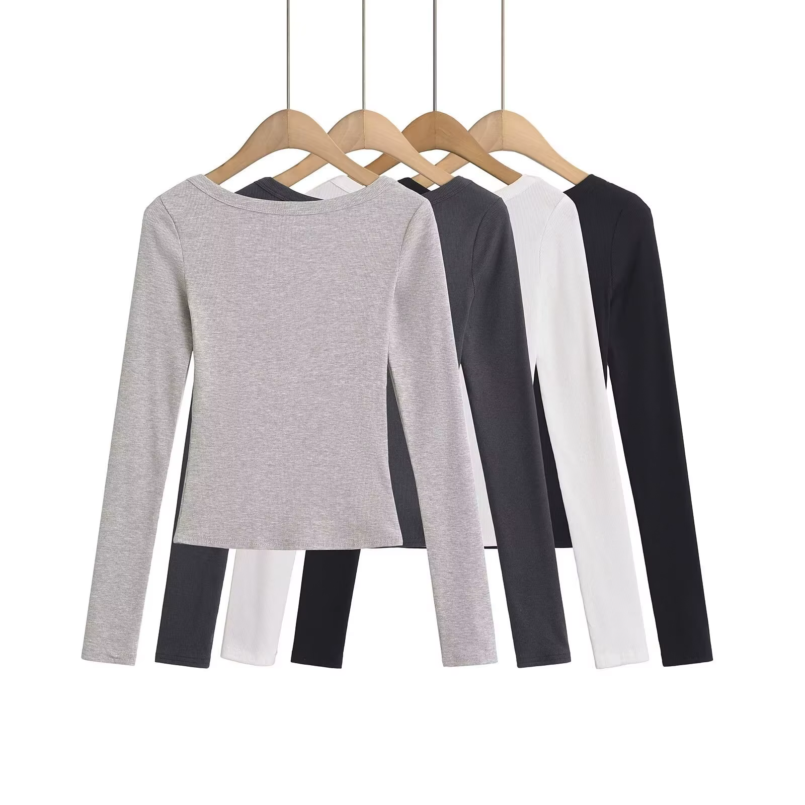 T-shirt manches longues pour femmes, haut à dos ouvert