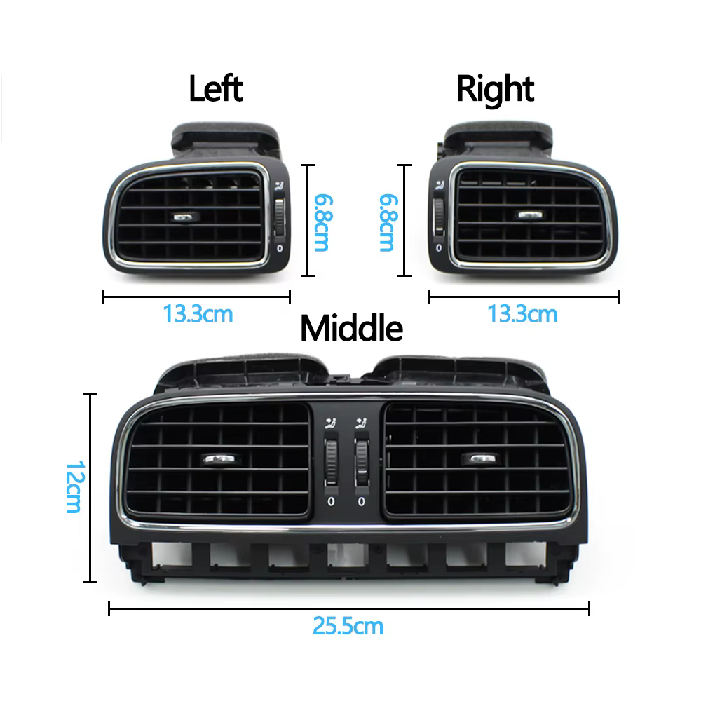 Grille d'aération centrale noire mate pour tableau de bord avant de voiture, gauche et droite, pour VW Polo 2011-2018 6R0819703, 6R0819704