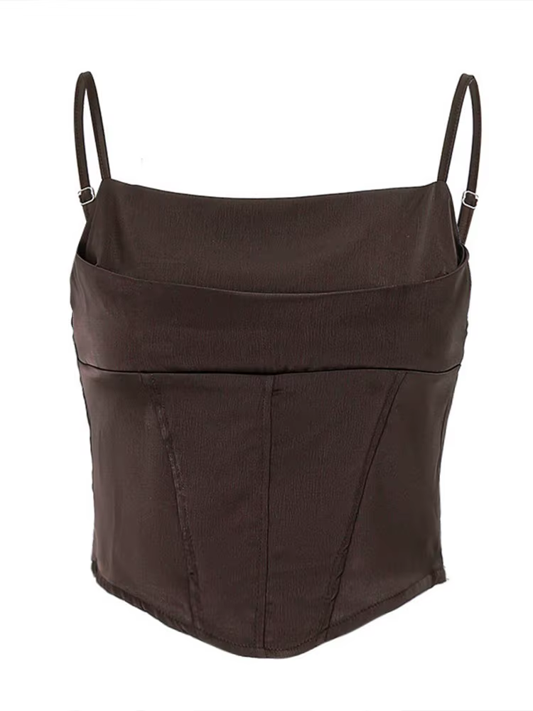 Haut Moulant à Bretelles Spaghetti pour Femme, Vêtement Sexy, Dos aux, Crop, Élégant, à Lacets, Streetwear, pour ix, Été, Y-2024