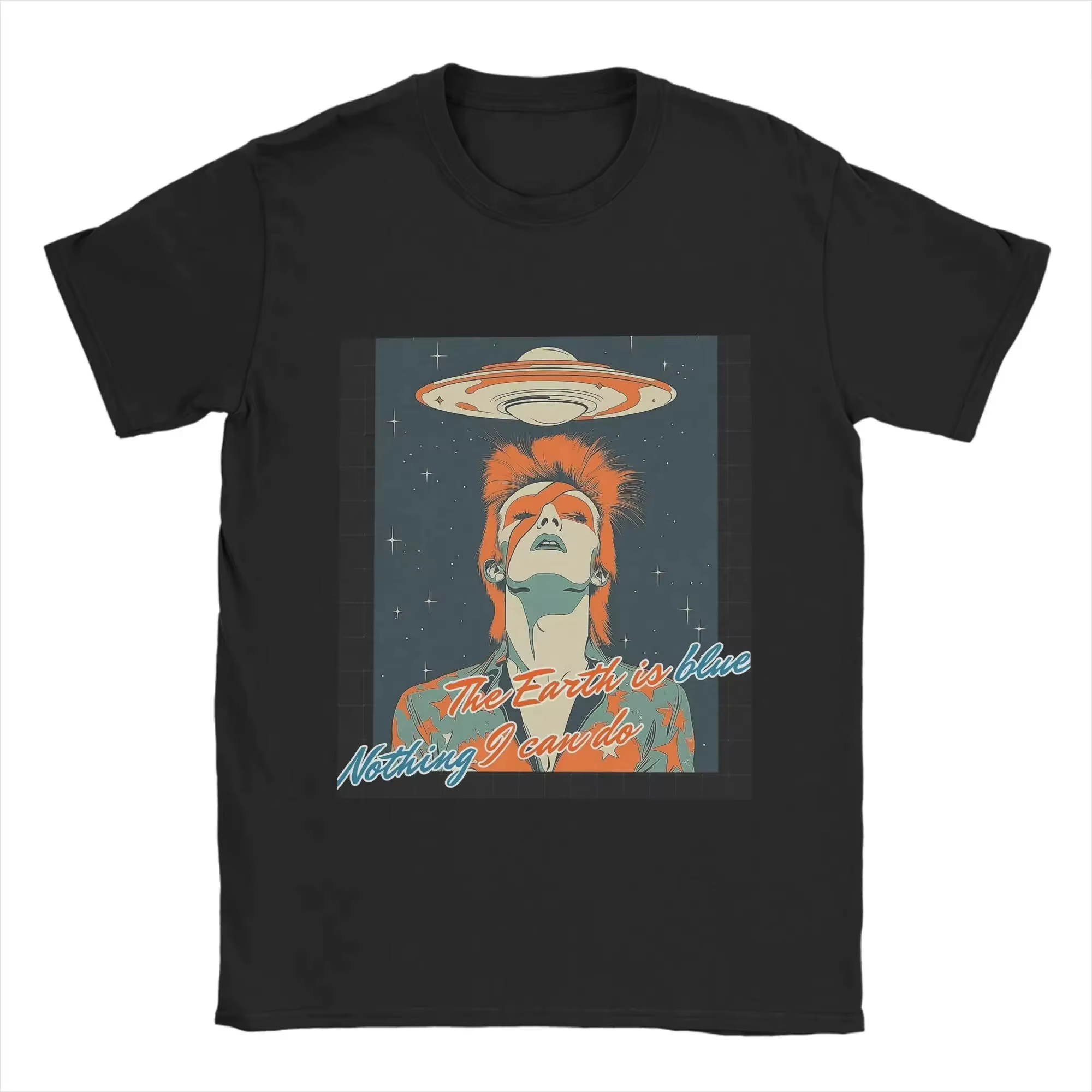 Nouveau T-shirt décontracté à manches courtes et col rond imprimé D-David's Bowied