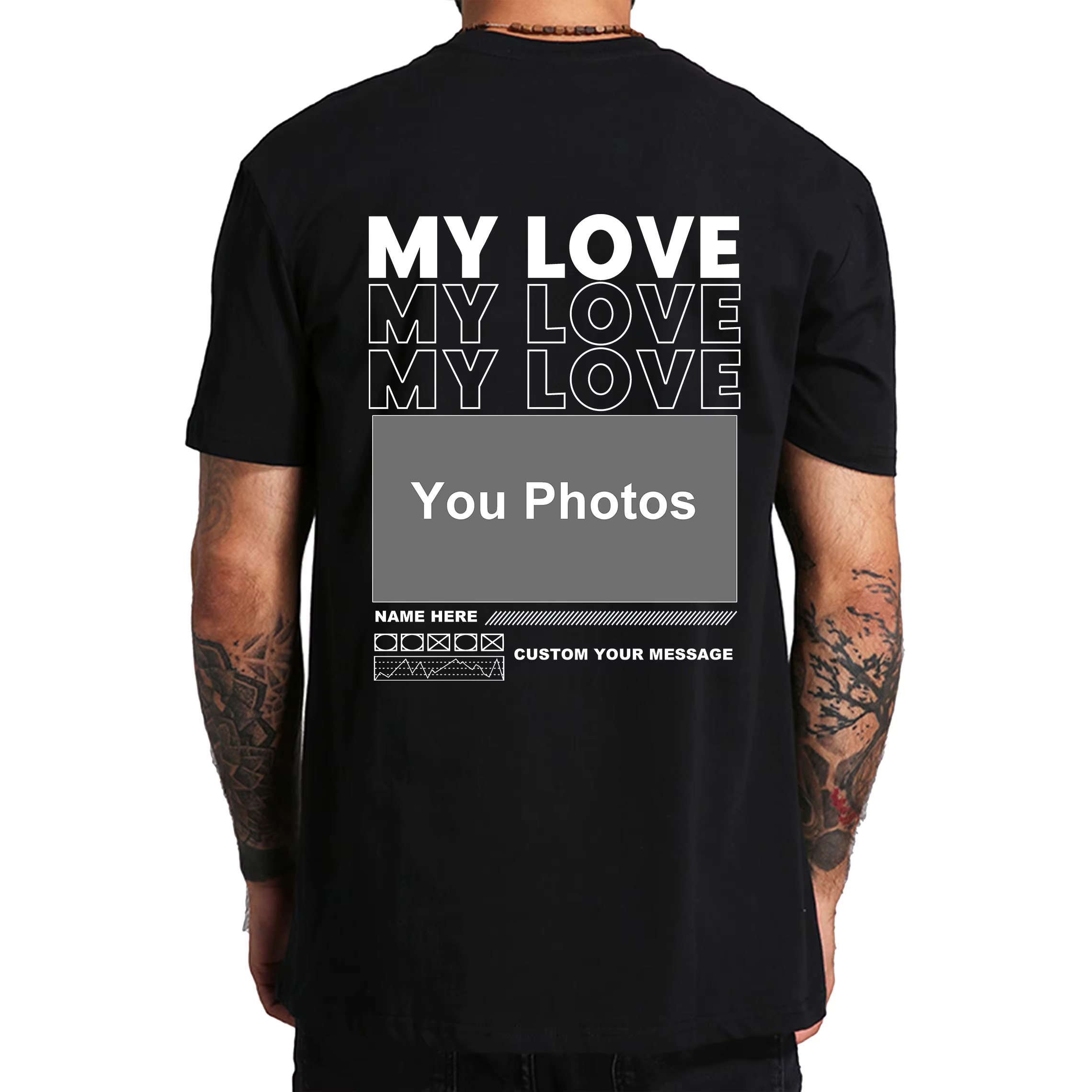 T-shirt en coton doux avec photo personnalisée pour homme