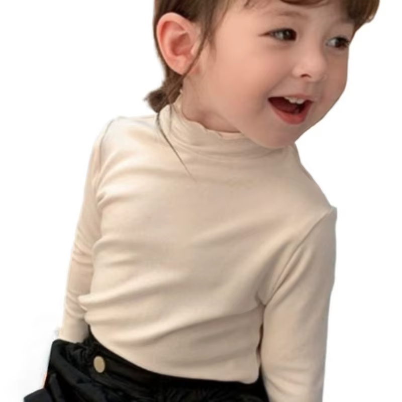 T-shirt à manches longues pour enfants filles col roulé chemise thermique enfant en bas âge