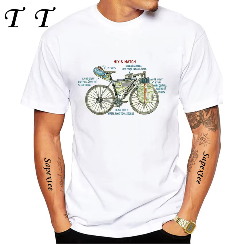 Voyage sur gravier Bikepacking impression T-Shirt été hommes à manches courtes drôle vélo Sport haut pour garçon