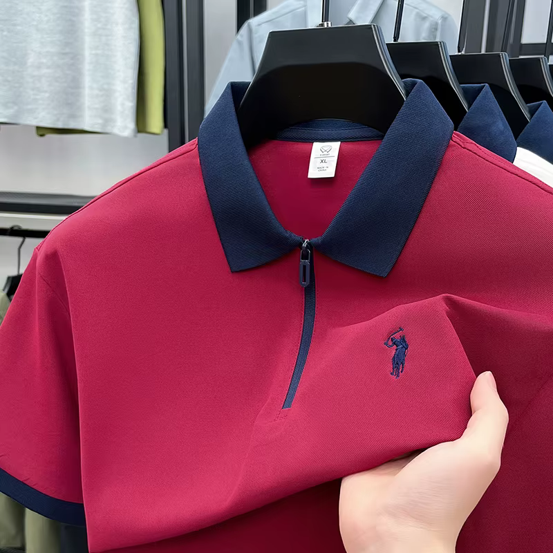 Marque haut de gamme Pony brodé chemise de polo à manches courtes mode respirant hommes décontracté demi-fermeture