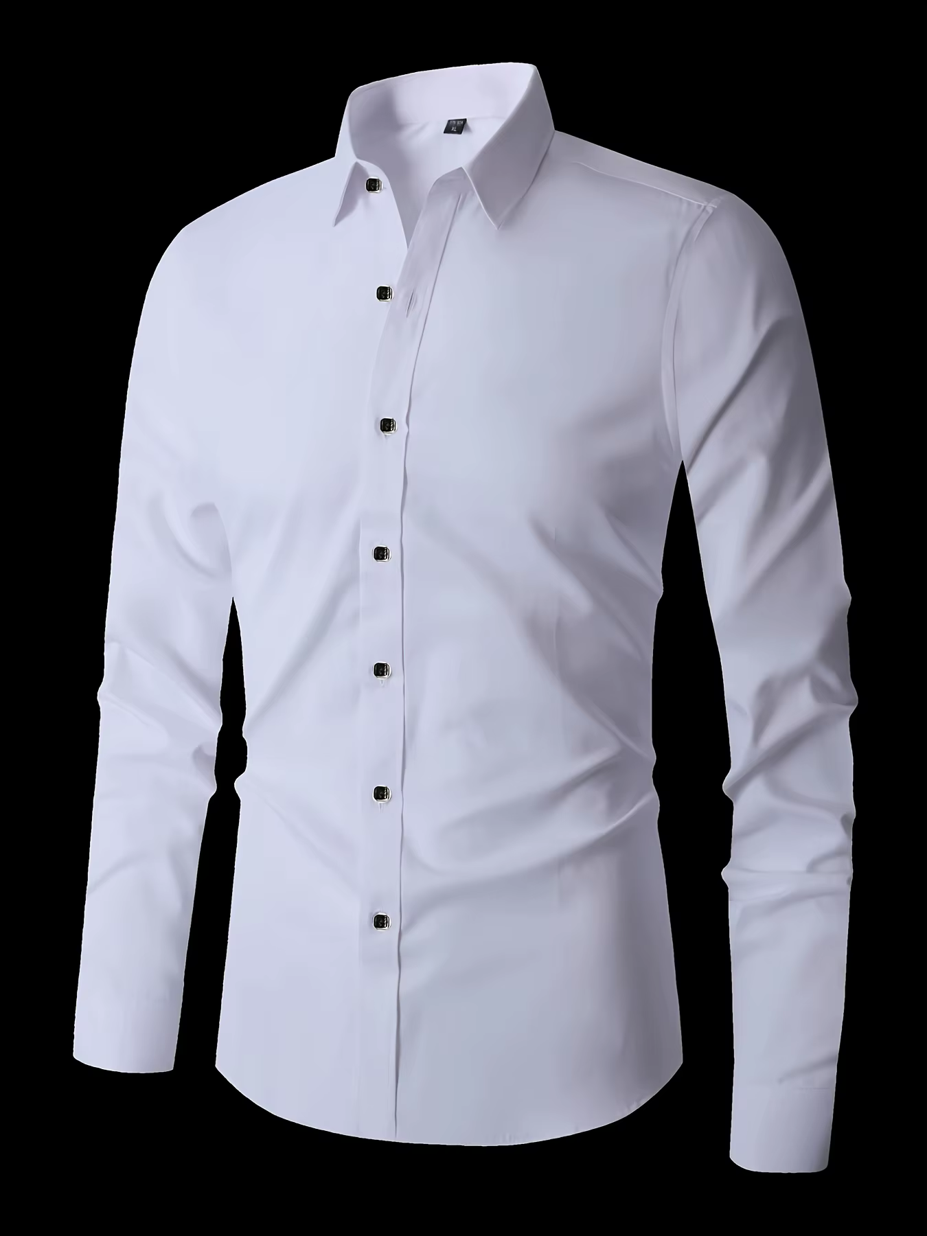 Chemise élégante à manches longues pour homme - Tissu en polyester décontracté